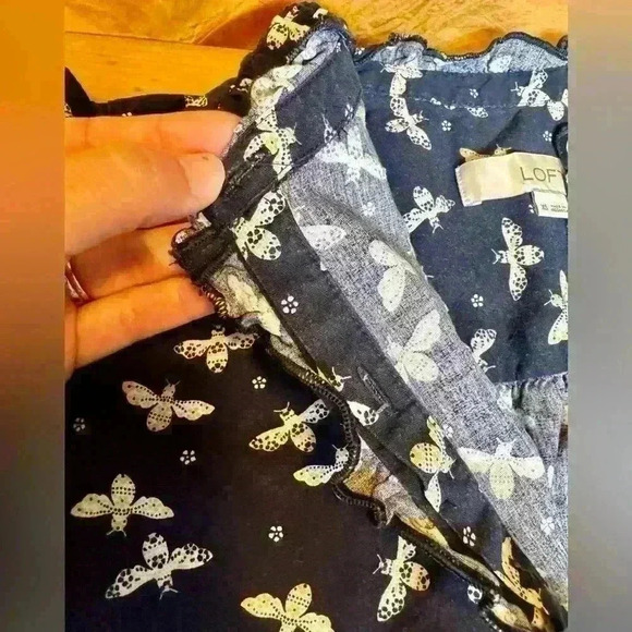 Loft women’s button up sleeveless blouse dark blue bee print cotton size XS - Picture 9 of 15